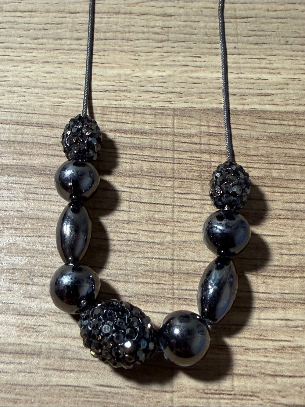 paparazzi Gunmetal Bead & Pave Statement Necklace